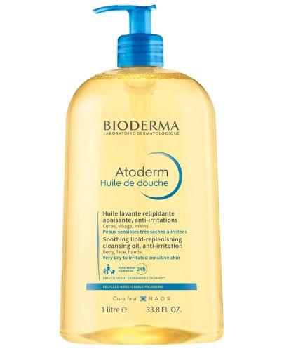 Bioderma Atoderm Huile de douche, nawilżający olejek do kąpieli i pod prysznic do ciała i twarzy, 1000 ml